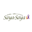 Logo "NPO法人 女性ネットさやさや Saya-Saya" avec des rubans de sensibilisation orange et violet, dans un cercle blanc.