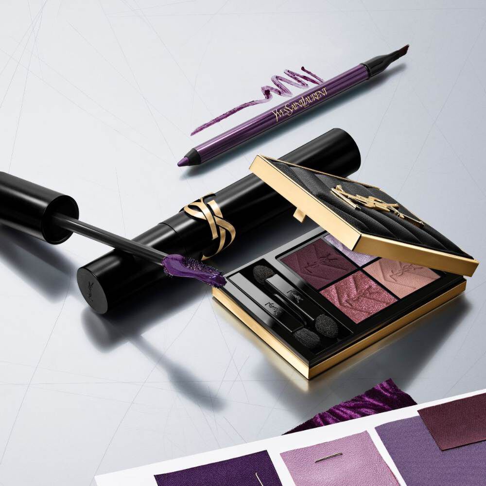 Produits maquillage yeux YSL violets et palette