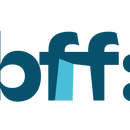 Logo "bff: FRAUEN GEGEN GEWALT E.V." en lettres bordeaux et deux points bleus, dans un cercle blanc.