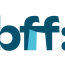 Logo "bff: FRAUEN GEGEN GEWALT E.V." en lettres bordeaux et deux points bleus, dans un cercle blanc.