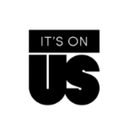 Logo noir "IT'S ON US" avec "IT'S ON" dans un rectangle et "US" en grand dessous, le tout dans un cercle blanc.