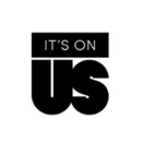 Logo noir "IT'S ON US" avec "IT'S ON" dans un rectangle et "US" en grand dessous, le tout dans un cercle blanc.