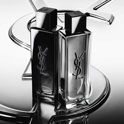 Deux flacons de parfum YSL noirs et argentes