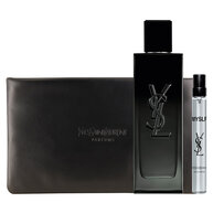 MYSLF Eau de Parfum Coffret Fetes avec flacon de parfum, format voyage et pochon couture dans un ecrin YSL.