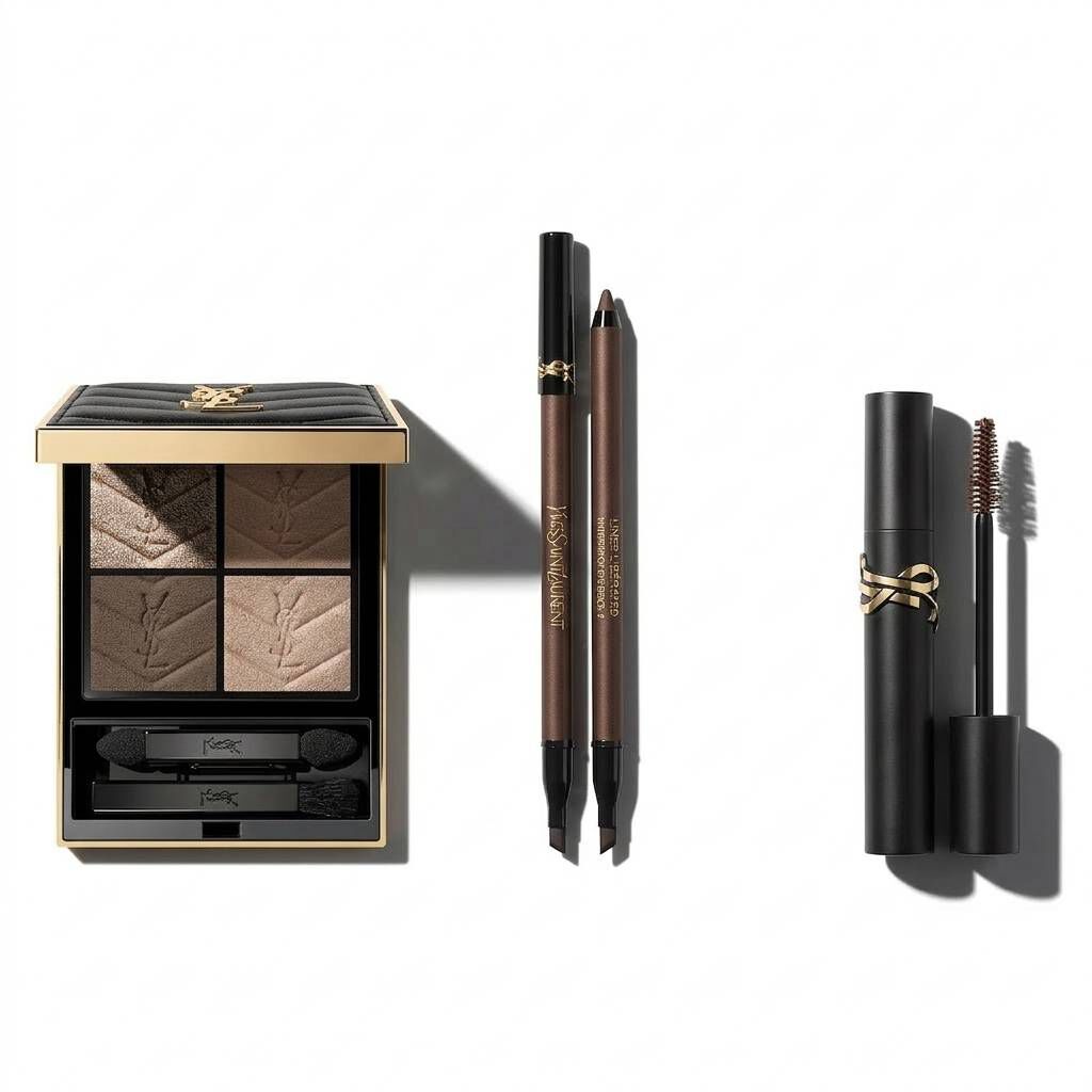 Produits de maquillage des yeux YSL sur fond blanc