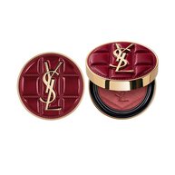 YSL Make me blush en edition collector, etui en cuir bordeaux matelasse au logo or Cassandre, ferme et ouvert.