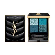 YSL Couture Mini Clutch eyeshadow palette in shade 850 Bewitching Turquoise, shown opened and closed.