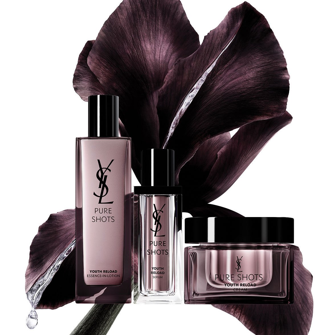 YSL Beauty Pure Shots Youth Reload Essence-in-Lotion, Sérum, Crème à la fleur d'iris.