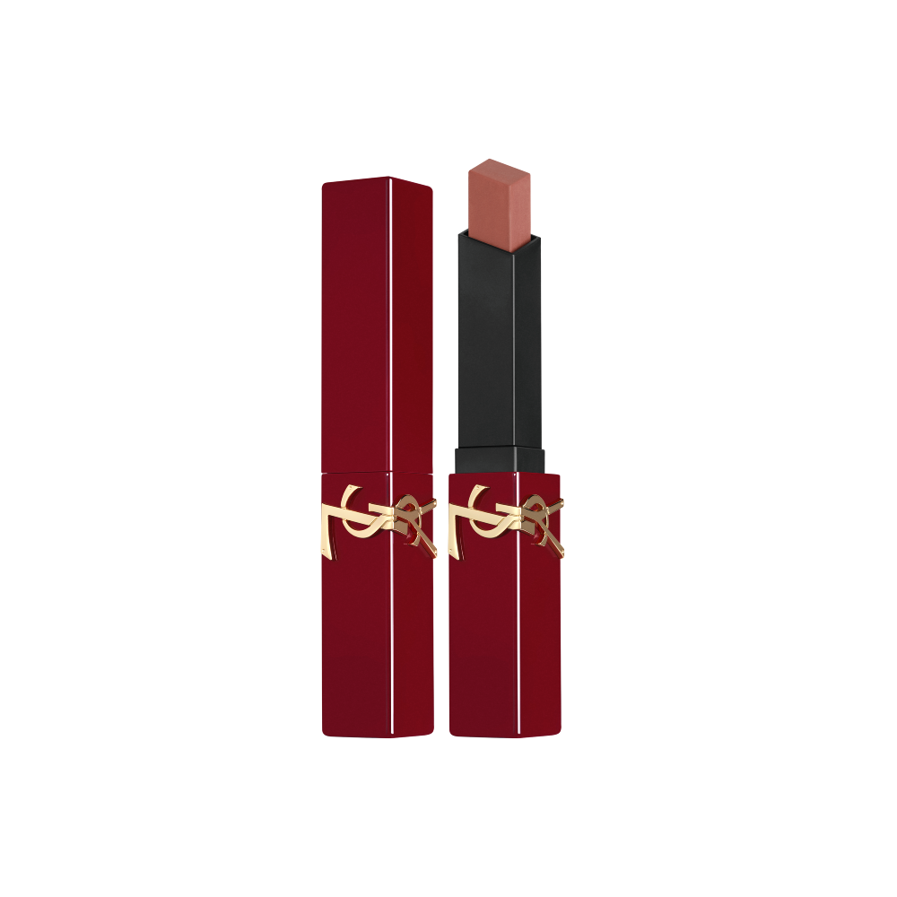 YSL The Slim Collector in shade #1961 Nude Fizz with square bullet and burgundy case.